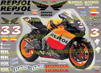 2005 Repsol Honda Decal Kit comprising